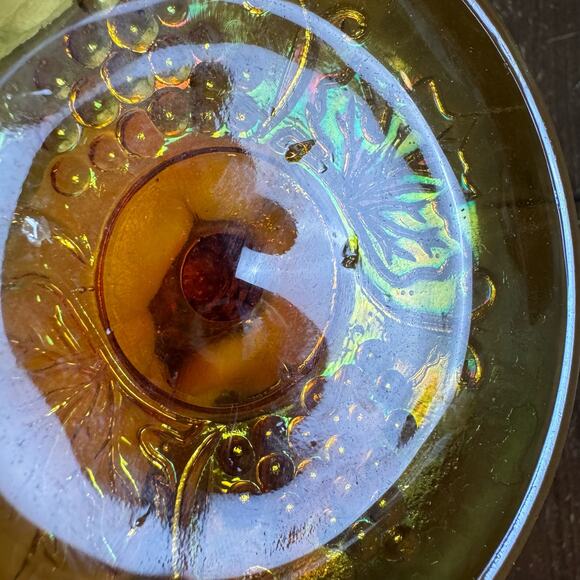 Indiana Glass Iridescent Carnival Glass Gold‎ Harvest Candy Jar - Picture 5 of 9